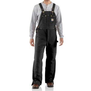 NWT Carhartt Men Arctic Quilt Lined Zip 2 Waist Bib Black 38x28 R03 $350 HH031